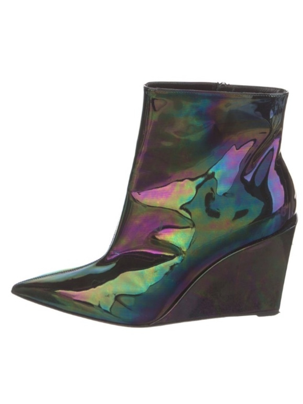 Christian Louboutin Iridescent Pointed-Toe Wedge Ankle Boot 37.5